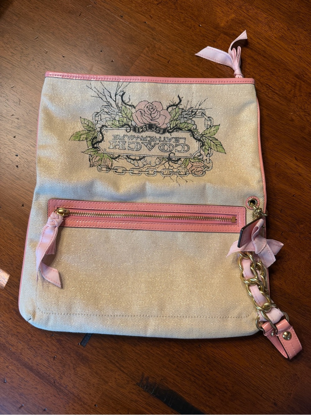 Coach RARE Y2K 2009 Limited Edition Tattoo Floral Canvas Fold-over LG Clutch - Picture 4 of 14